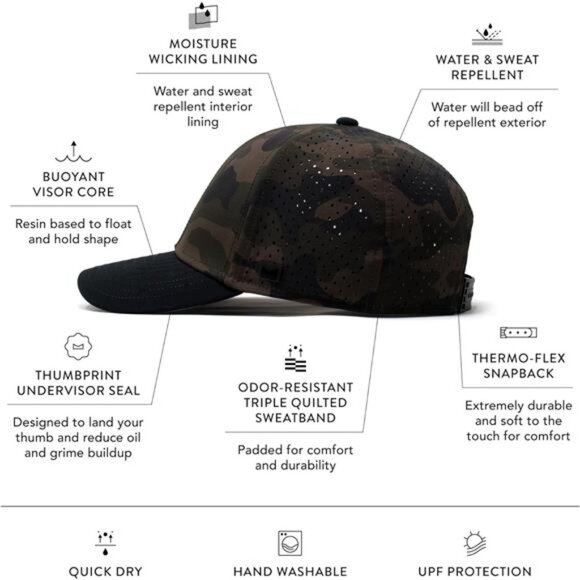 Performance Snapback Hats, Water-Resistant Baseball Caps  for Men & Women, Golf - Picture 2 of 7